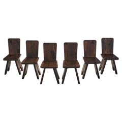 Vintage European Organic Wood Dining Chairs with Beautiful Grain, Europe, ca 1950s
