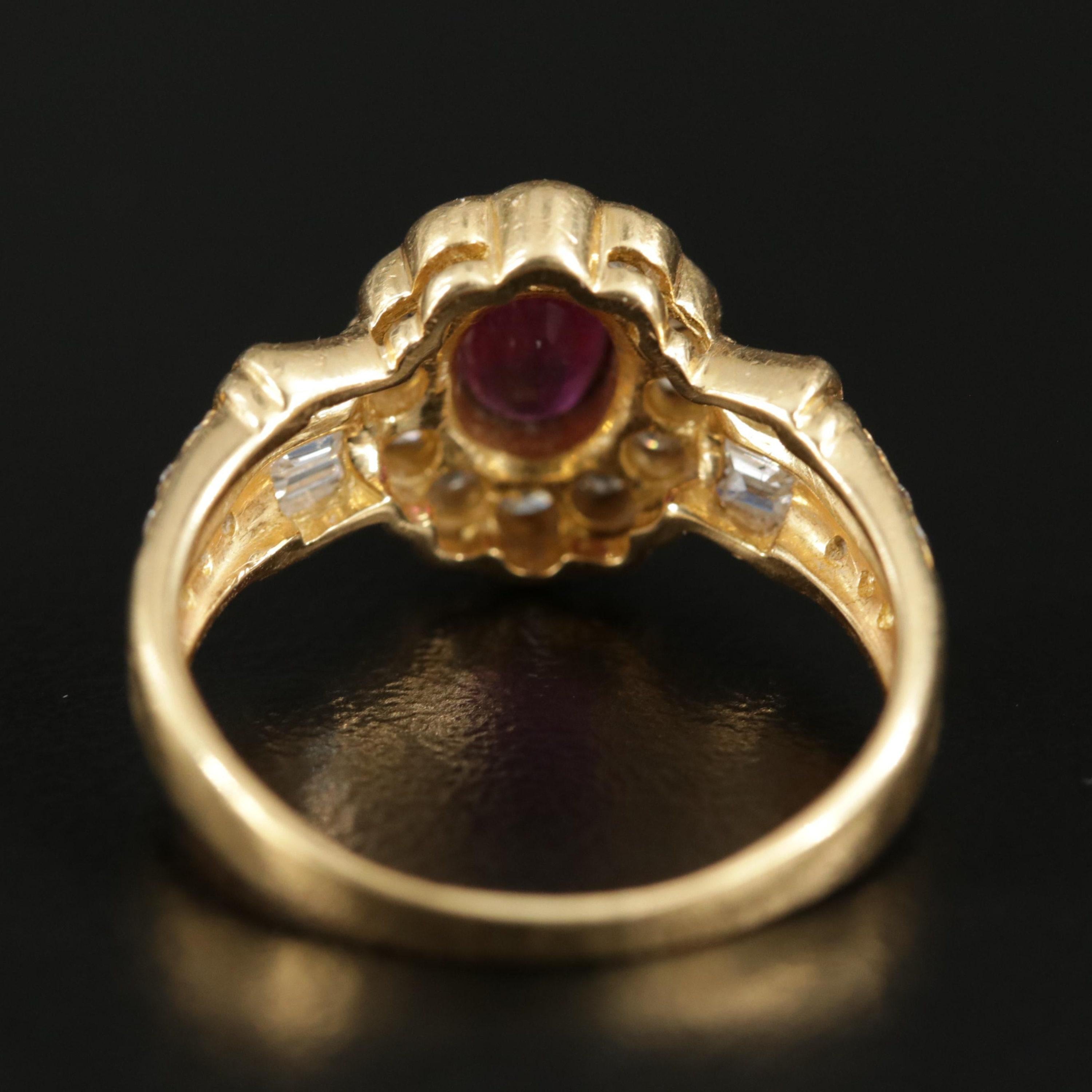For Sale:  European Oval Cut Ruby Engagement Ring Victorian Ruby Yellow Gold Wedding Ring 3