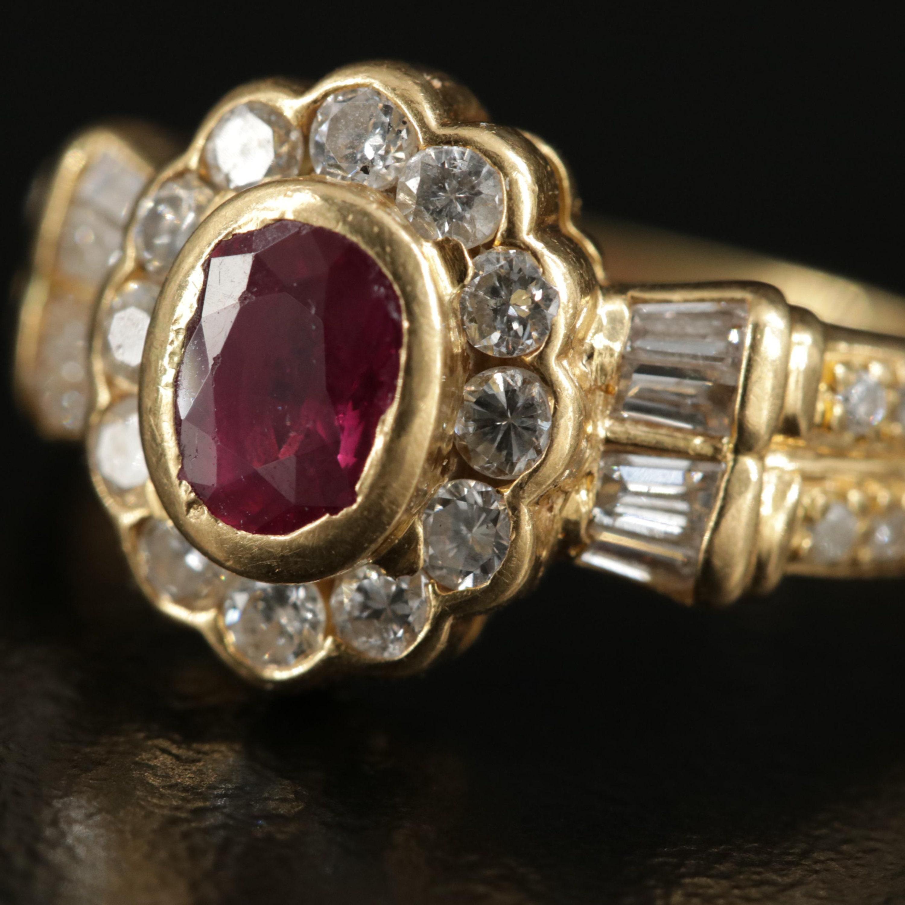 For Sale:  European Oval Cut Ruby Engagement Ring Victorian Ruby Yellow Gold Wedding Ring 5