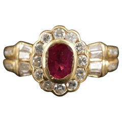 European Oval Cut Ruby Engagement Ring Victorian Ruby Yellow Gold Wedding Ring