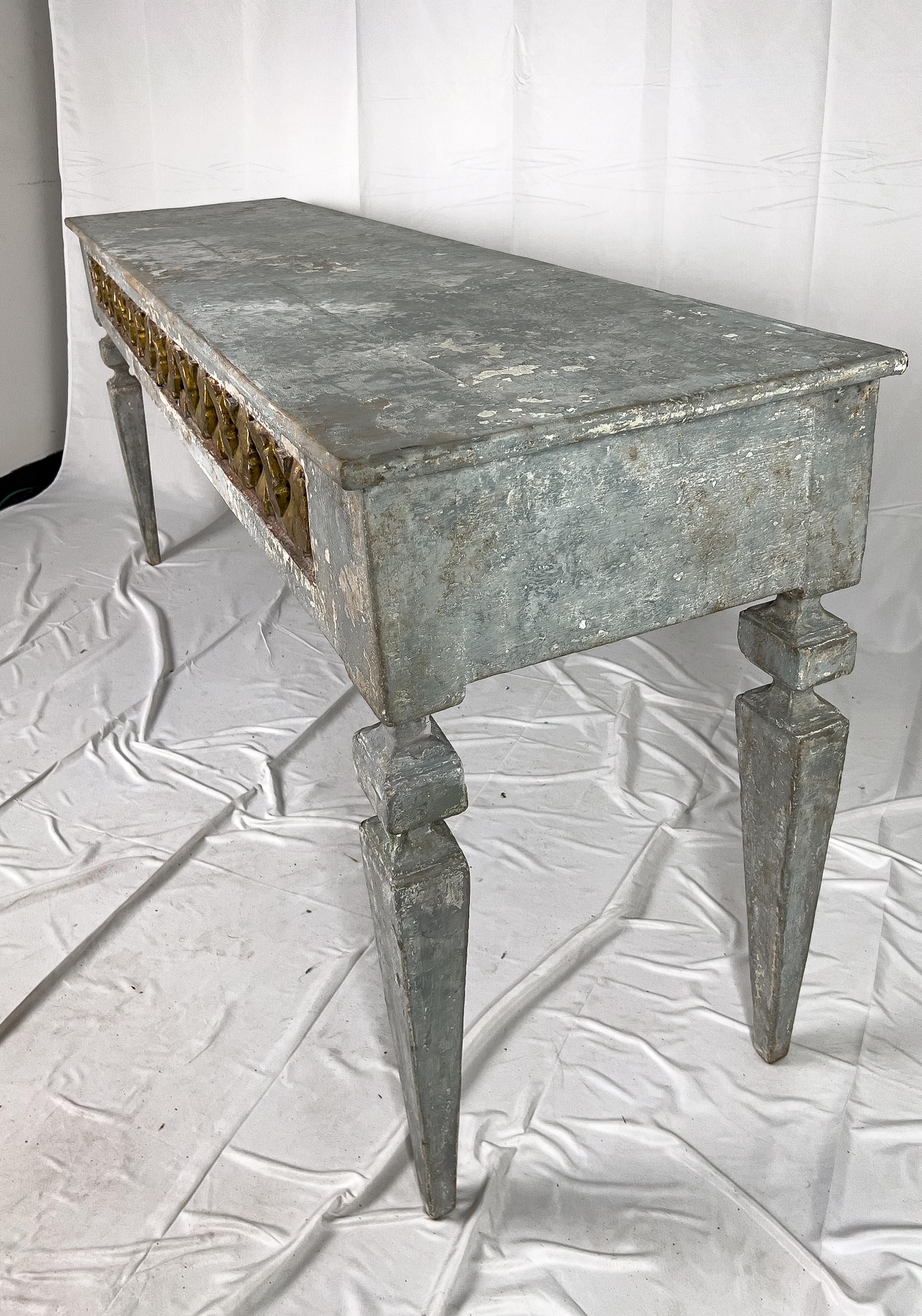 Wood European Painted Console Made with 18th Century Gilt Fragment For Sale