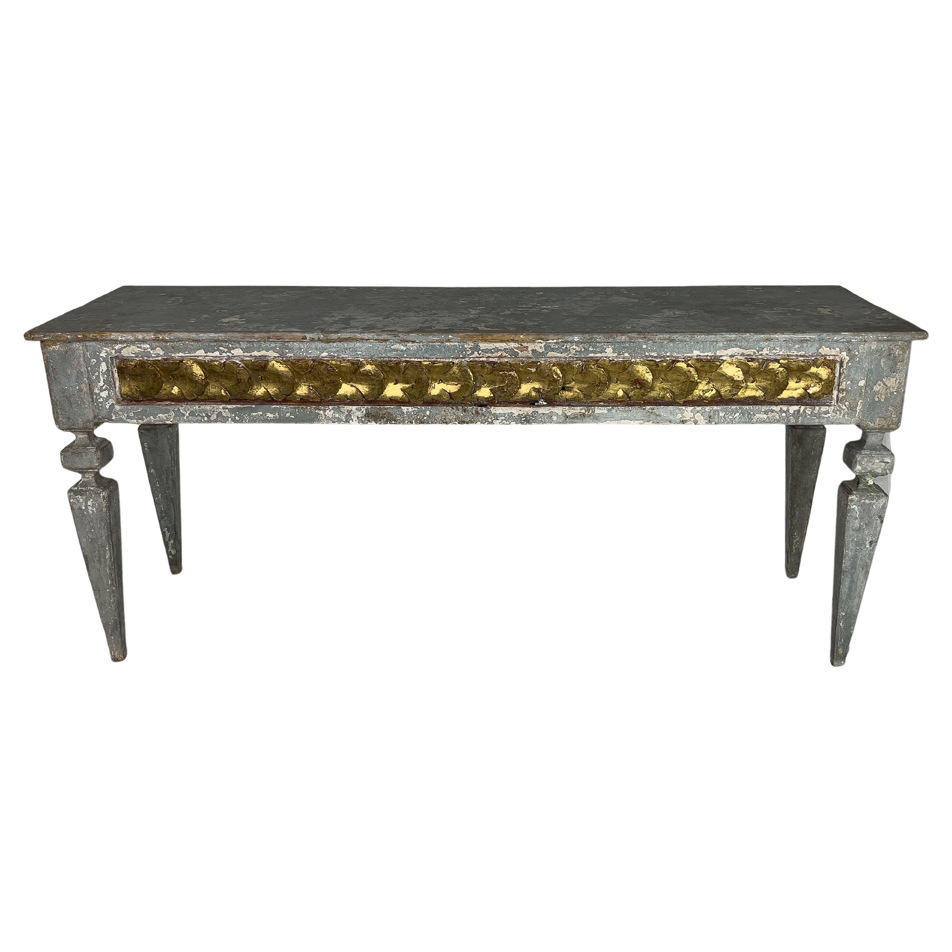 European Painted Console Made with 18th Century Gilt Fragment For Sale