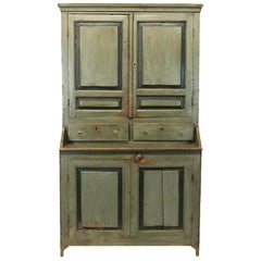 Antique European Painted Step Back Cupboard