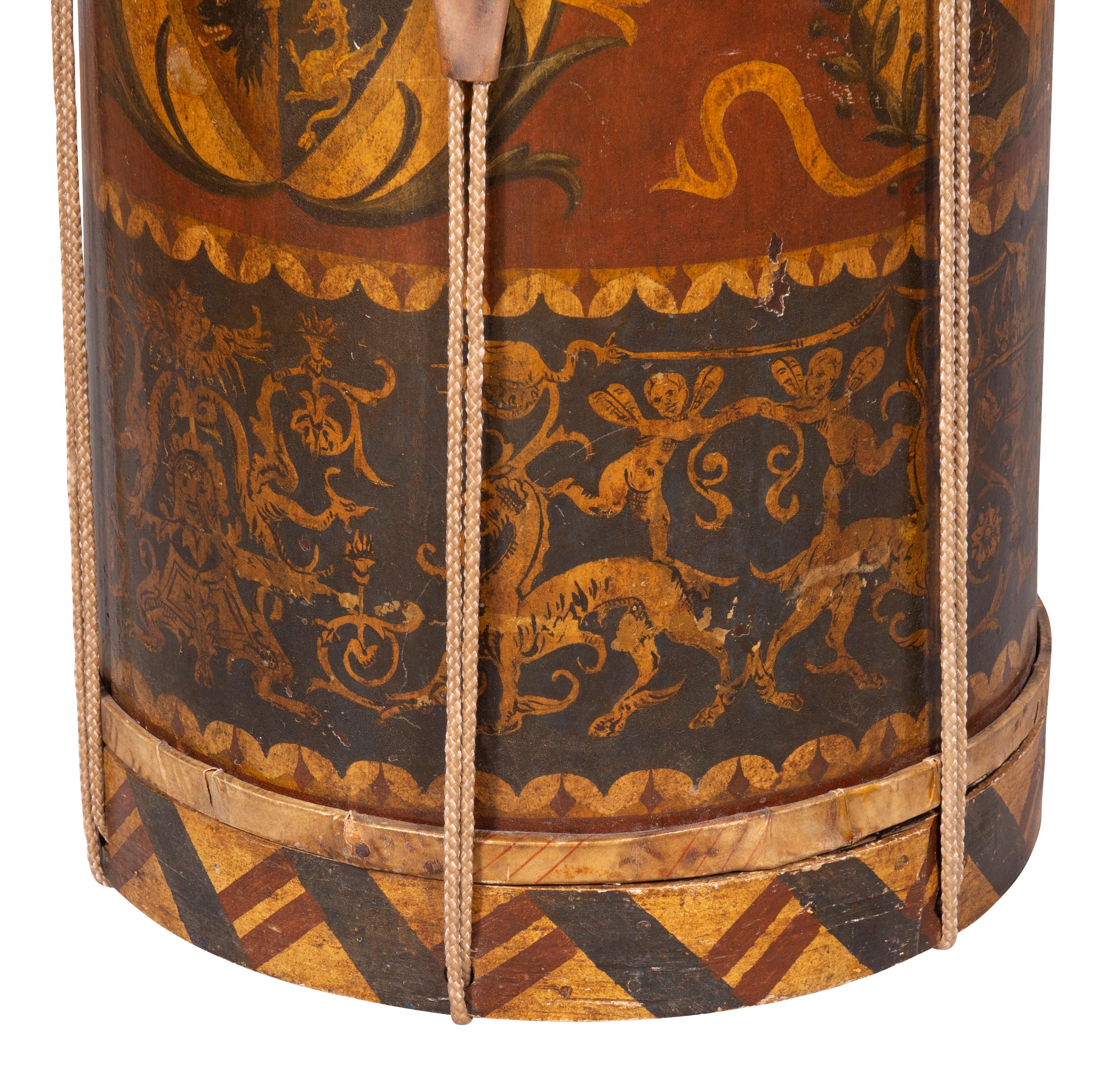 European Painted Tole Drum Form Table 5