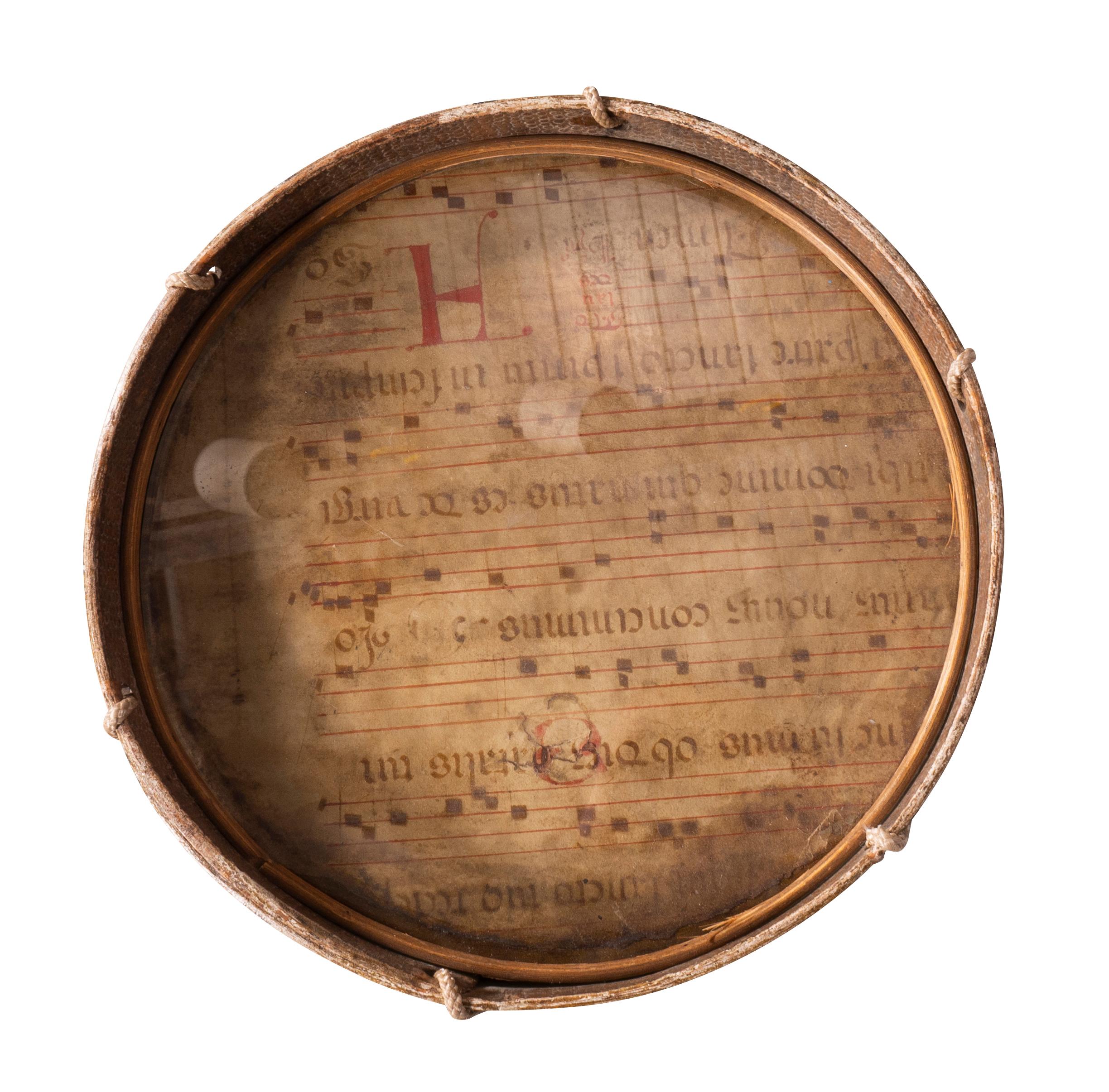 Tin European Painted Tole Drum Form Table