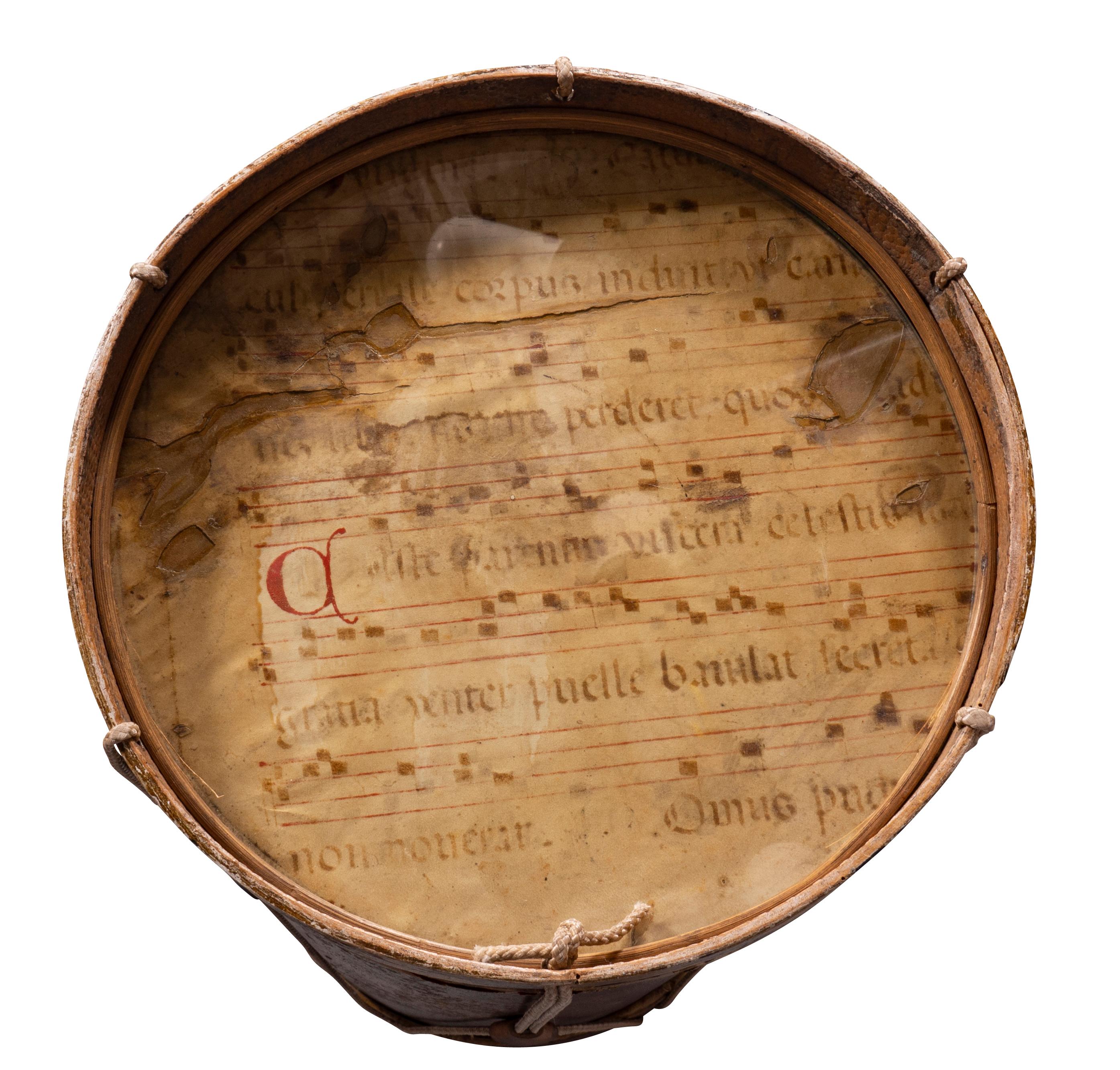 European Painted Tole Drum Form Table 3