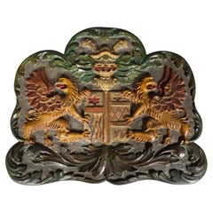Antique European Painted Wood Coat Of Arms