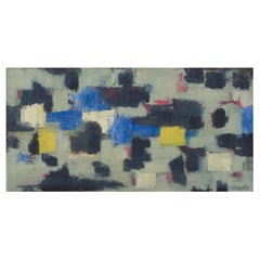 European painter. Abstract composition. Oil on board, 1965