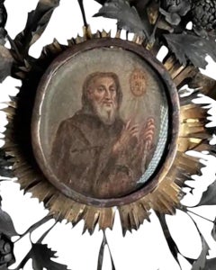 European Painting of a Saint In Silver Frame