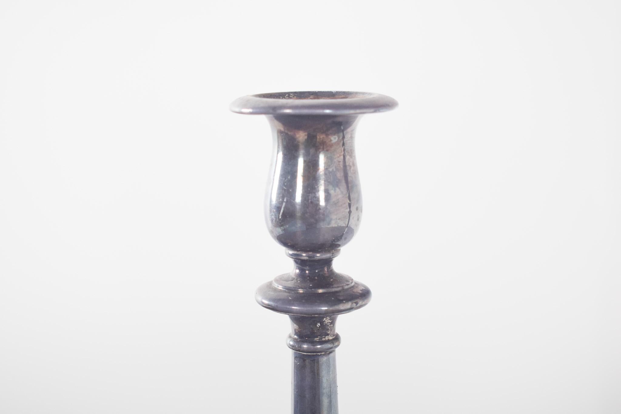 Mid-Century Modern European Pair of Shell Candlesticks For Sale