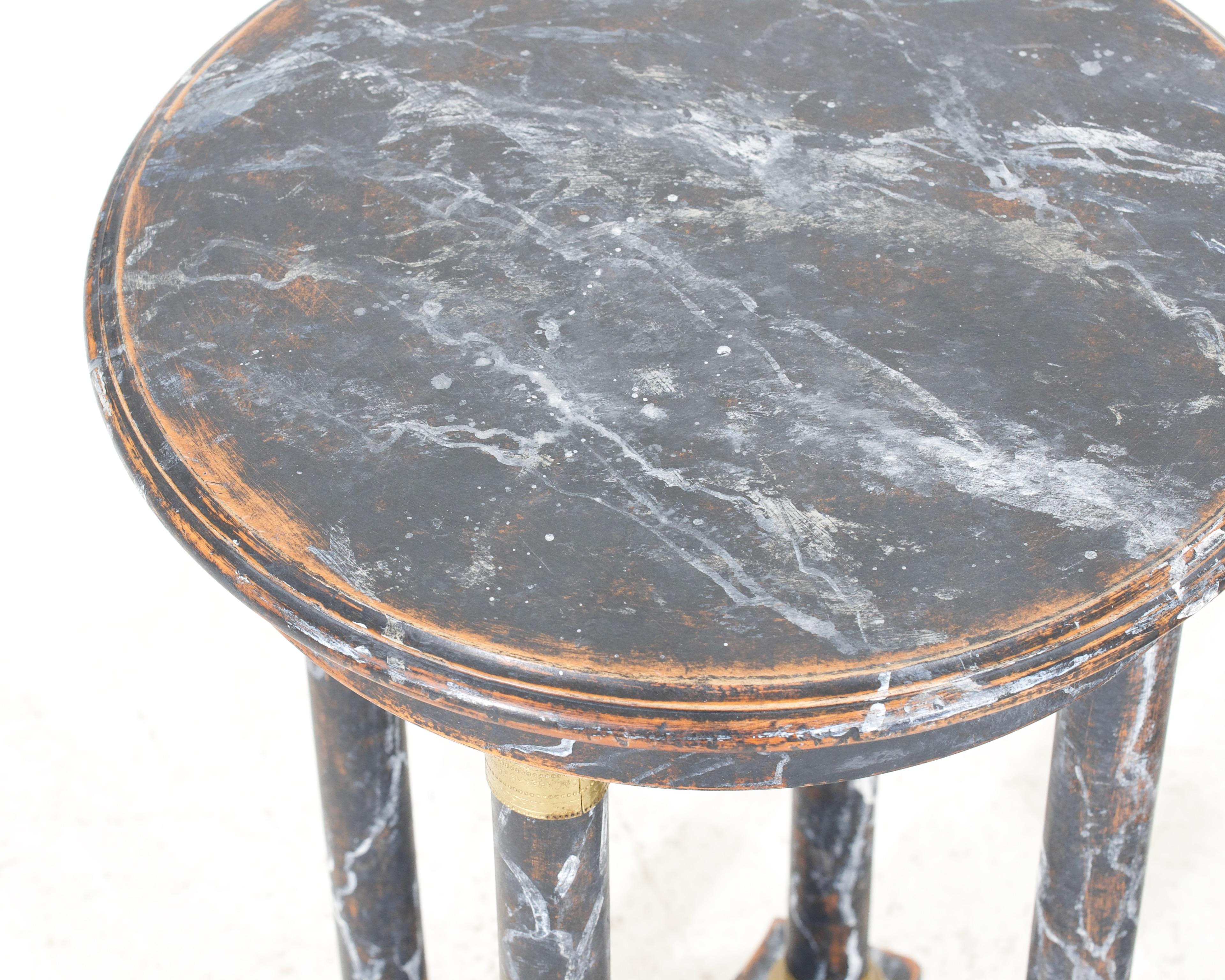 20th Century European pairs of black and white marble painted pedestals table, 20th C. For Sale