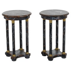 European pairs of black and white marble painted pedestals table, 20th C.