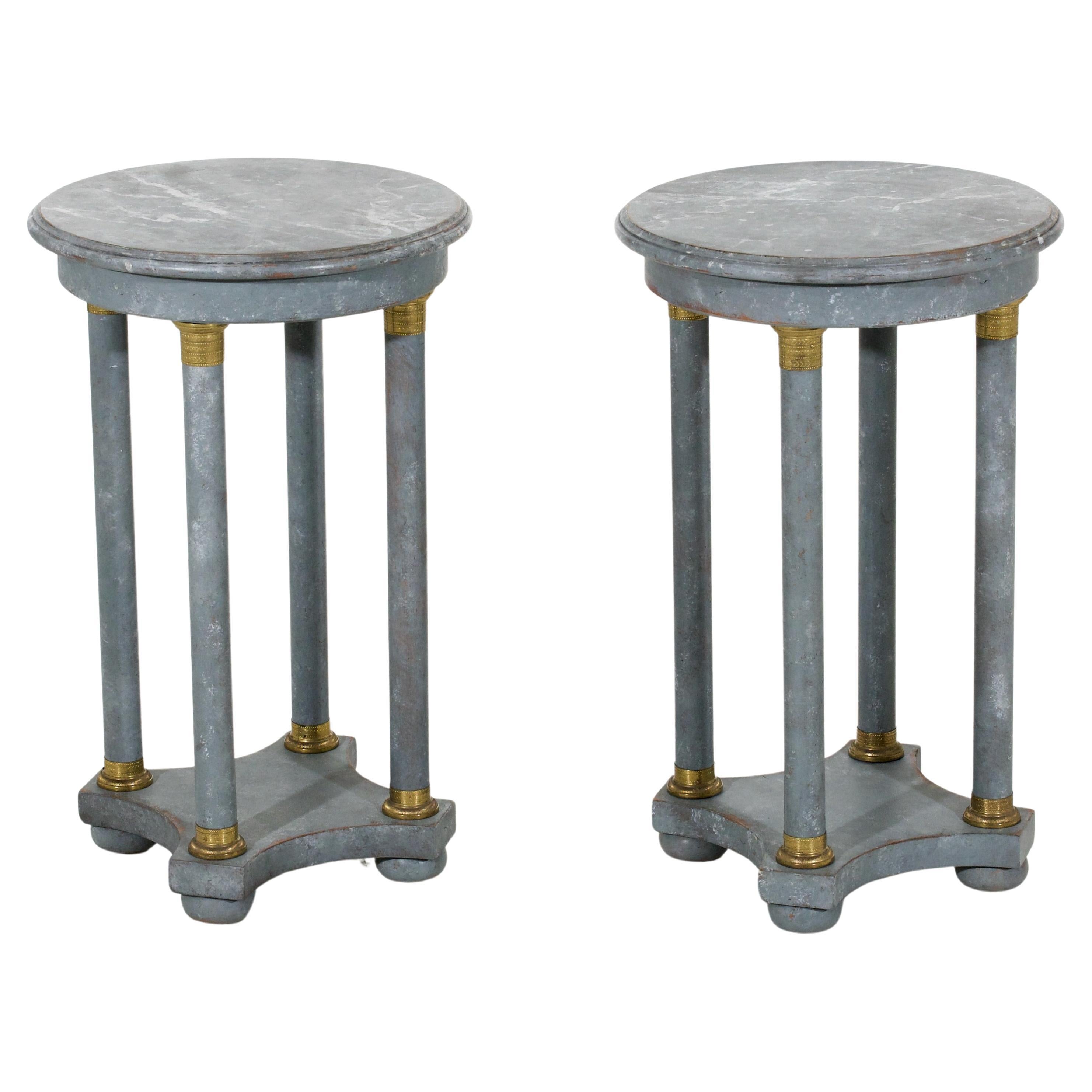 European Pairs of Marble Painted Pedestals Table, 20th C For Sale