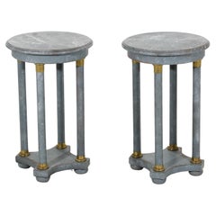 European Pairs of Marble Painted Pedestals Table, 20th C