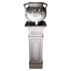 19th Century Wooden Pedestal and European Jardiniere