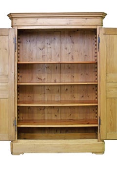 English Wardrobe in Light-Colored Pine with Paneled Doors, c. 1840