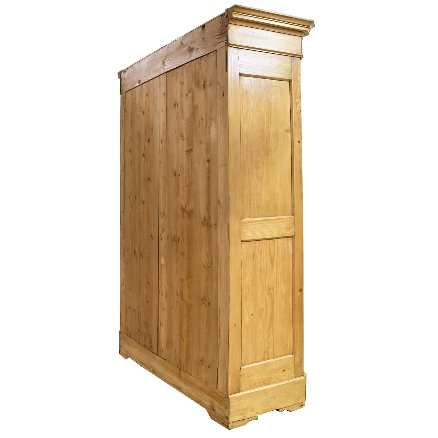 English Wardrobe in Light-Colored Pine with Paneled Doors, c. 1840 3