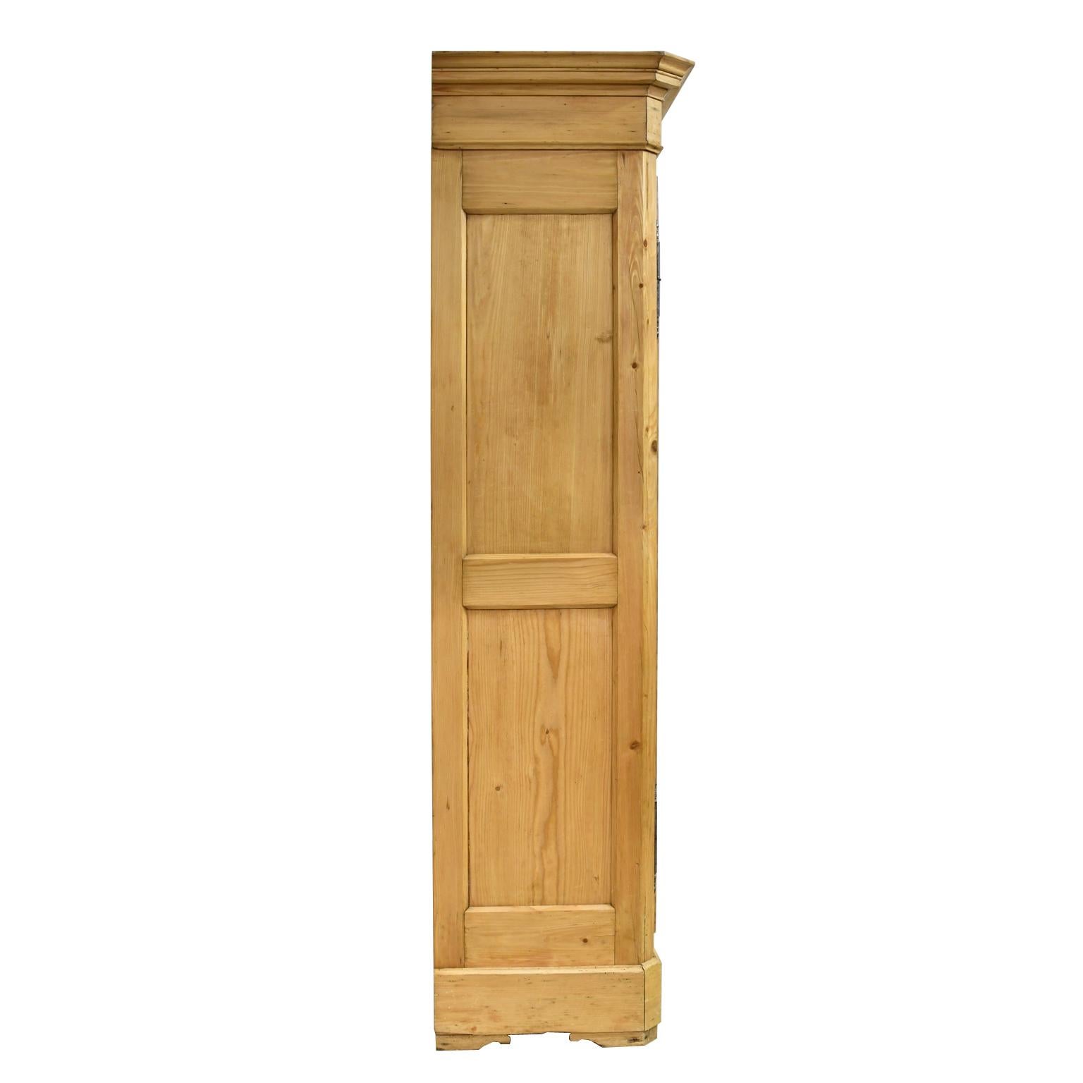 English Wardrobe in Light-Colored Pine with Paneled Doors, c. 1840 4