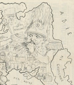 European Political Satire – Original Antique Allegorical Map by Draner, 1881