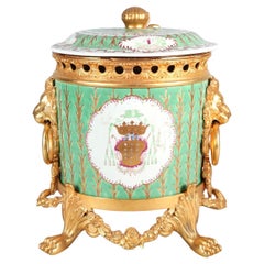 European Porcelain and Gilt Bronze Covered Vessel