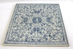 European Porcelain Hand-Painted Blue and White Tile