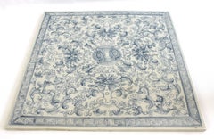 European Porcelain Hand-Painted Blue and White Tile