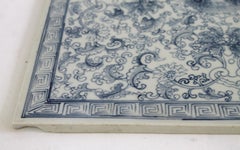 European Porcelain Hand-Painted Blue and White Tile