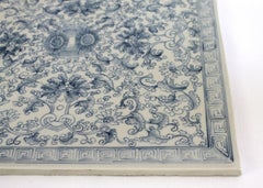 European Porcelain Hand-Painted Blue and White Tile