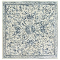 European Porcelain Hand-Painted Blue and White Tile