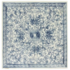 European Porcelain Hand-Painted Blue and White Tile