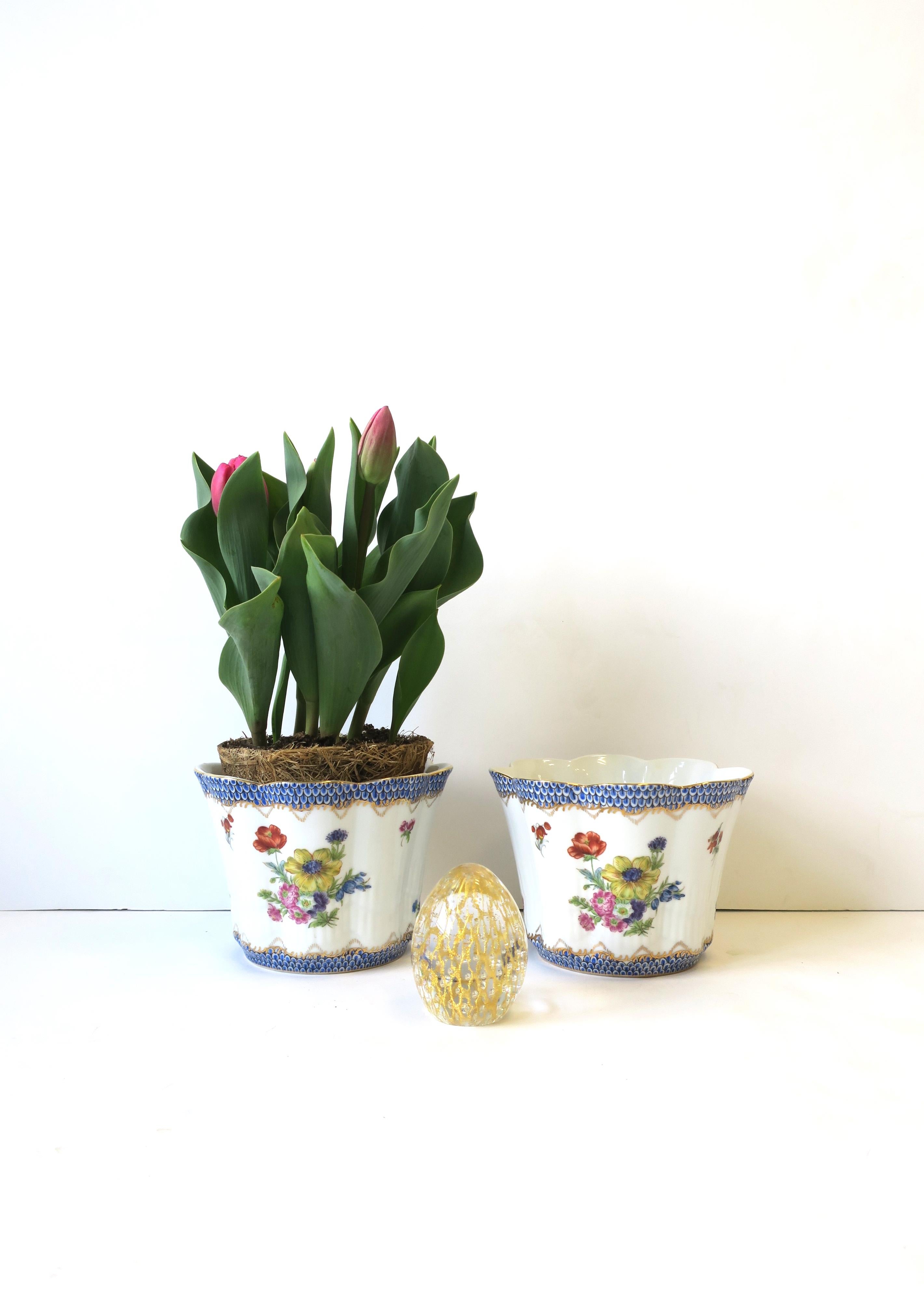 Porcelain Plant Flower Pot Holders or Planters Cachepots Jardinieres, Pair For Sale 3