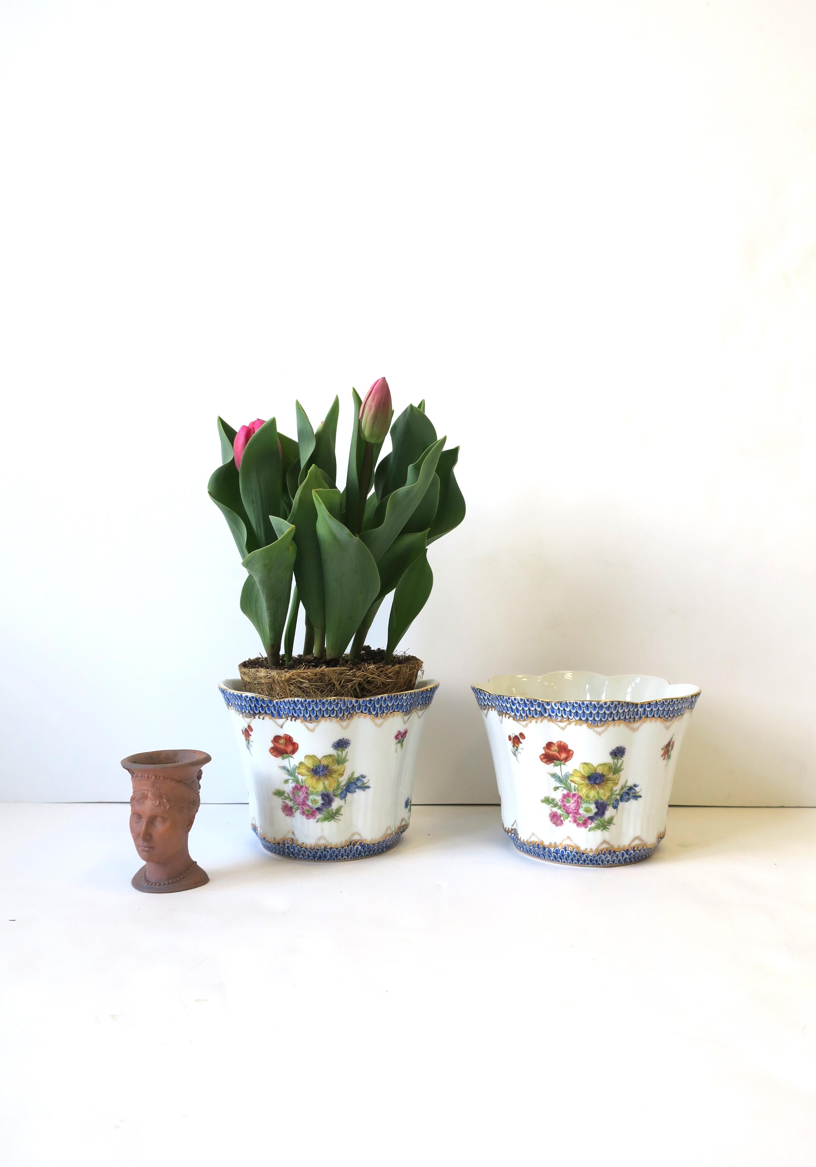 Porcelain Plant Flower Pot Holders or Planters Cachepots Jardinieres, Pair For Sale 4