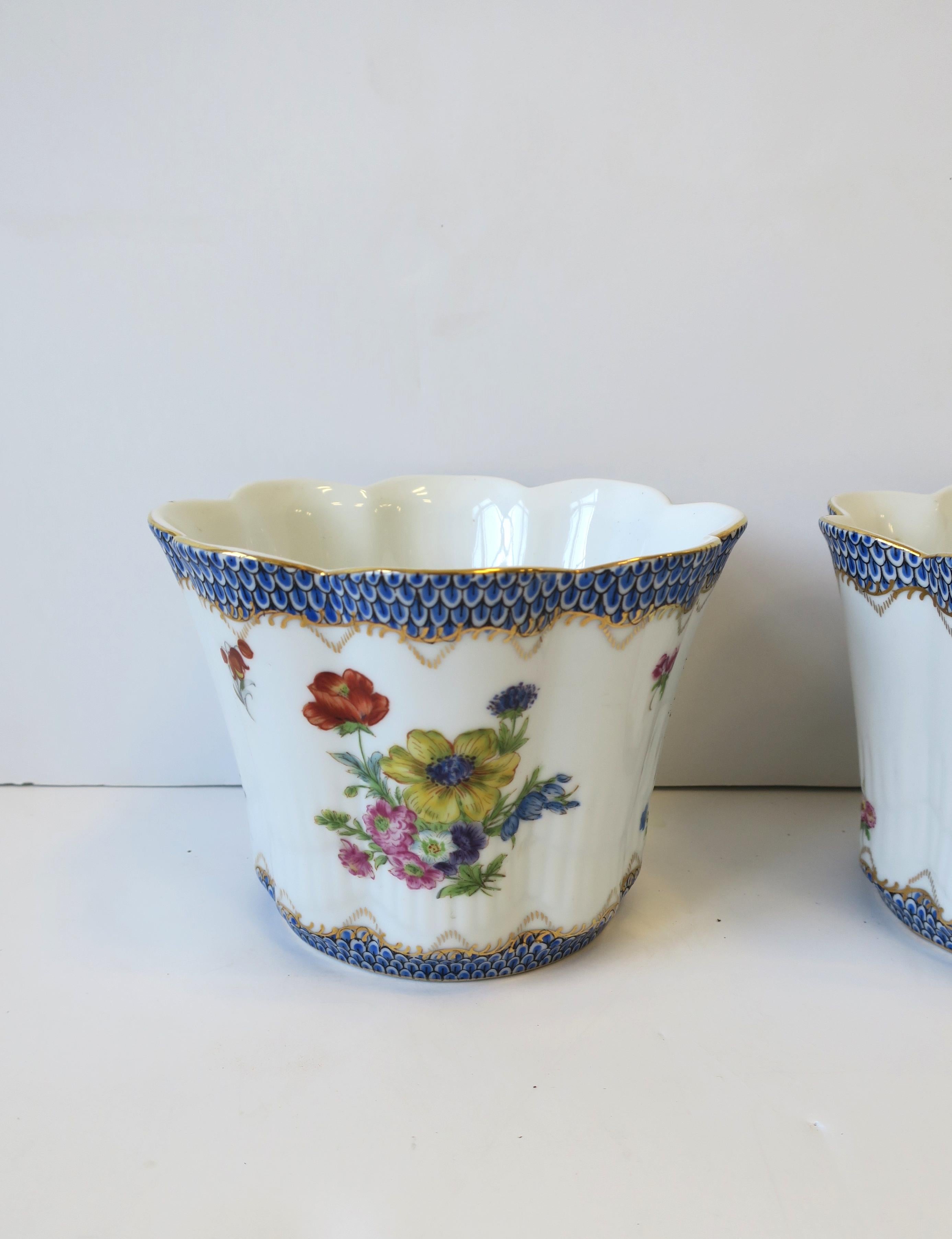European Porcelain Plant Flower Pot Holders or Planters Cachepots Jardinieres, Pair For Sale