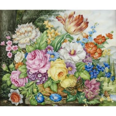 European Porcelain Plaque with Still Life of Flowers