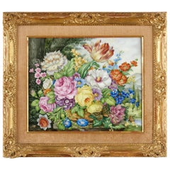 European Porcelain Plaque with Still Life of Flowers