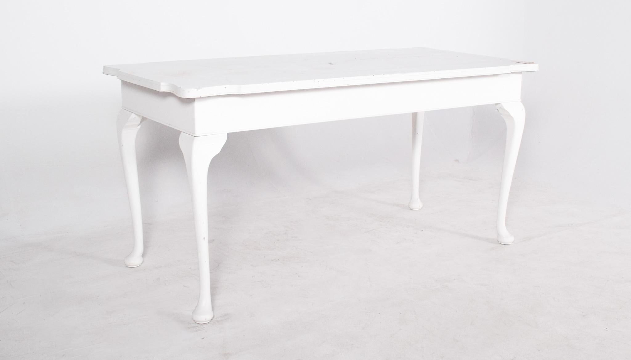 Portuguese European Queen Anne Style White Painted Dining Table For Sale