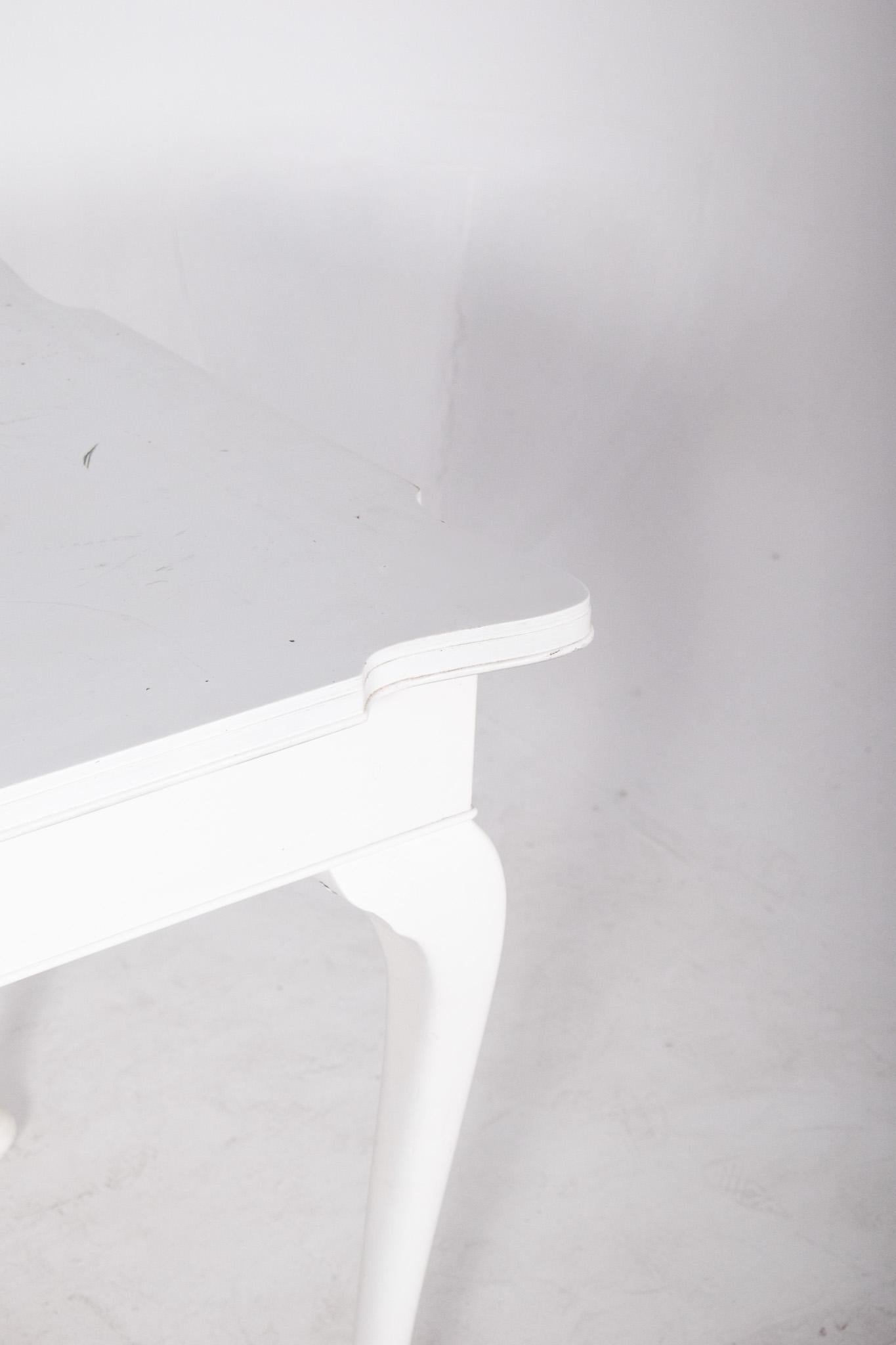 European Queen Anne Style White Painted Dining Table For Sale 3