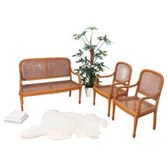 Vintage European Rattan Set with Sofa and 2 Seats 'Approx, 1930'
