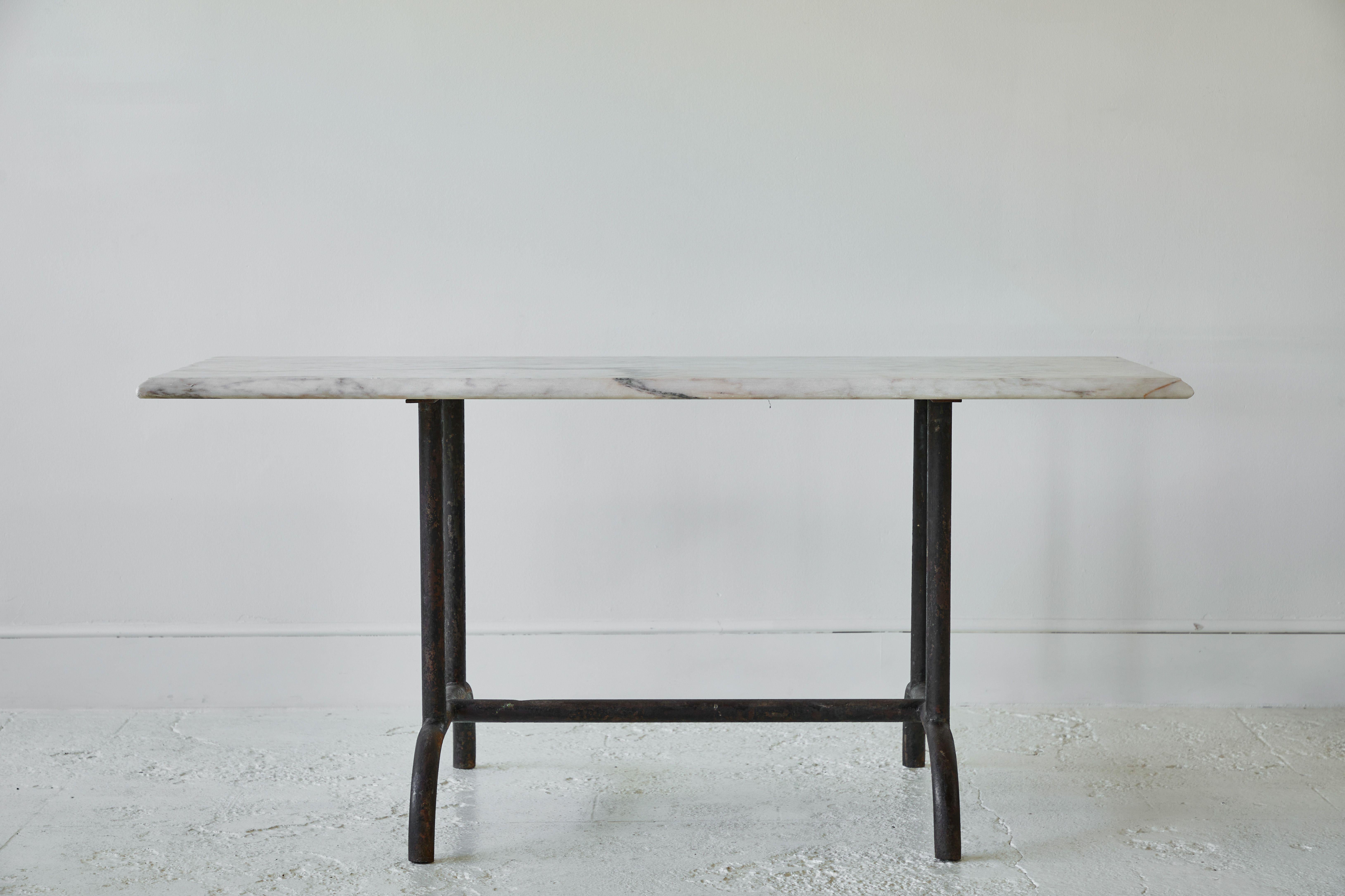 European Rectangular Iron Table with Marble Top 1