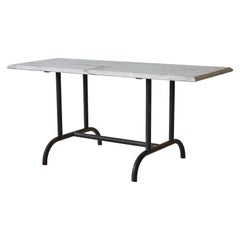 European Rectangular Iron Table with Marble Top