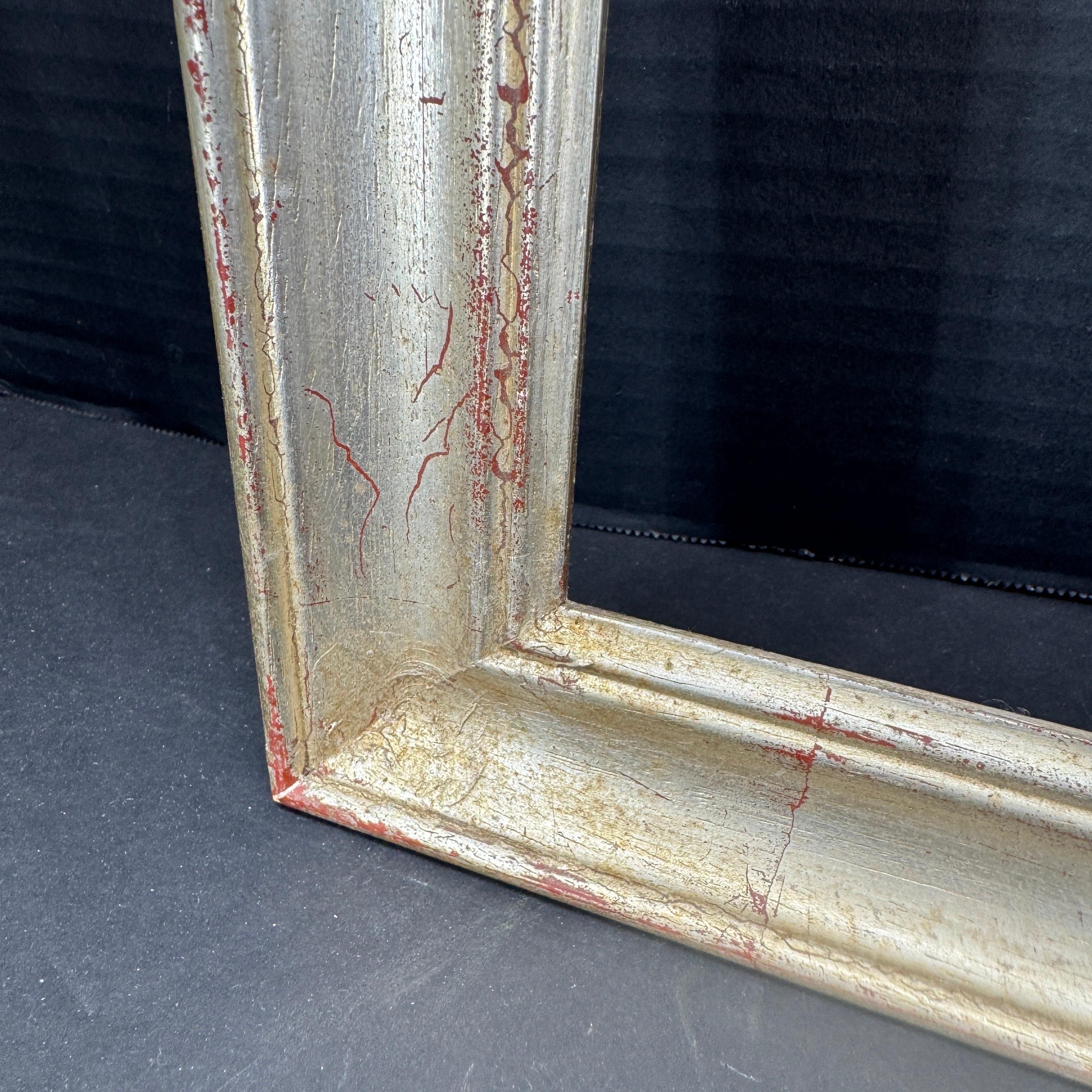 European Rectangular Silver Leaf Gilt Wood Art Frame For Sale 7