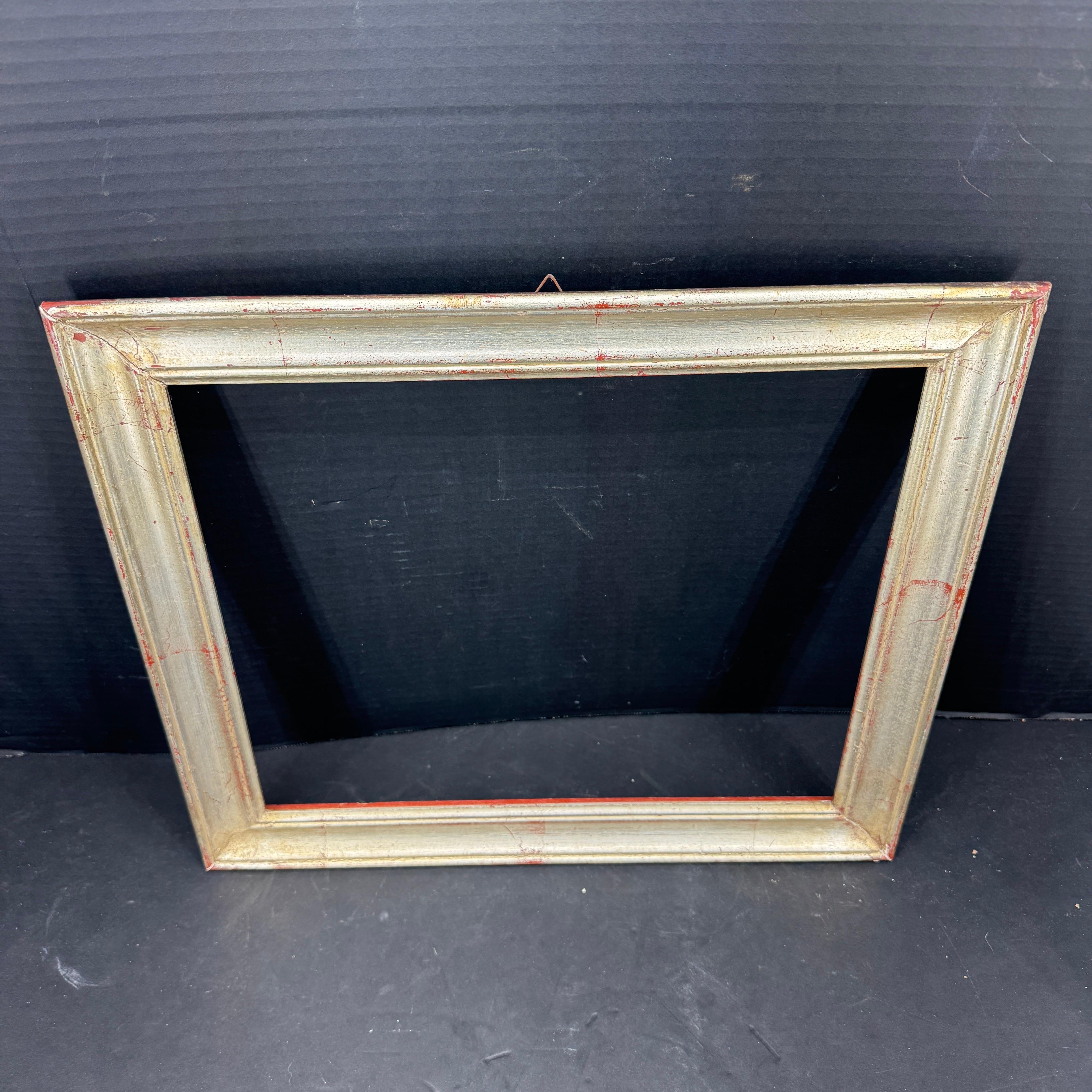 European Rectangular Silver Leaf Gilt Wood Art Frame For Sale 9