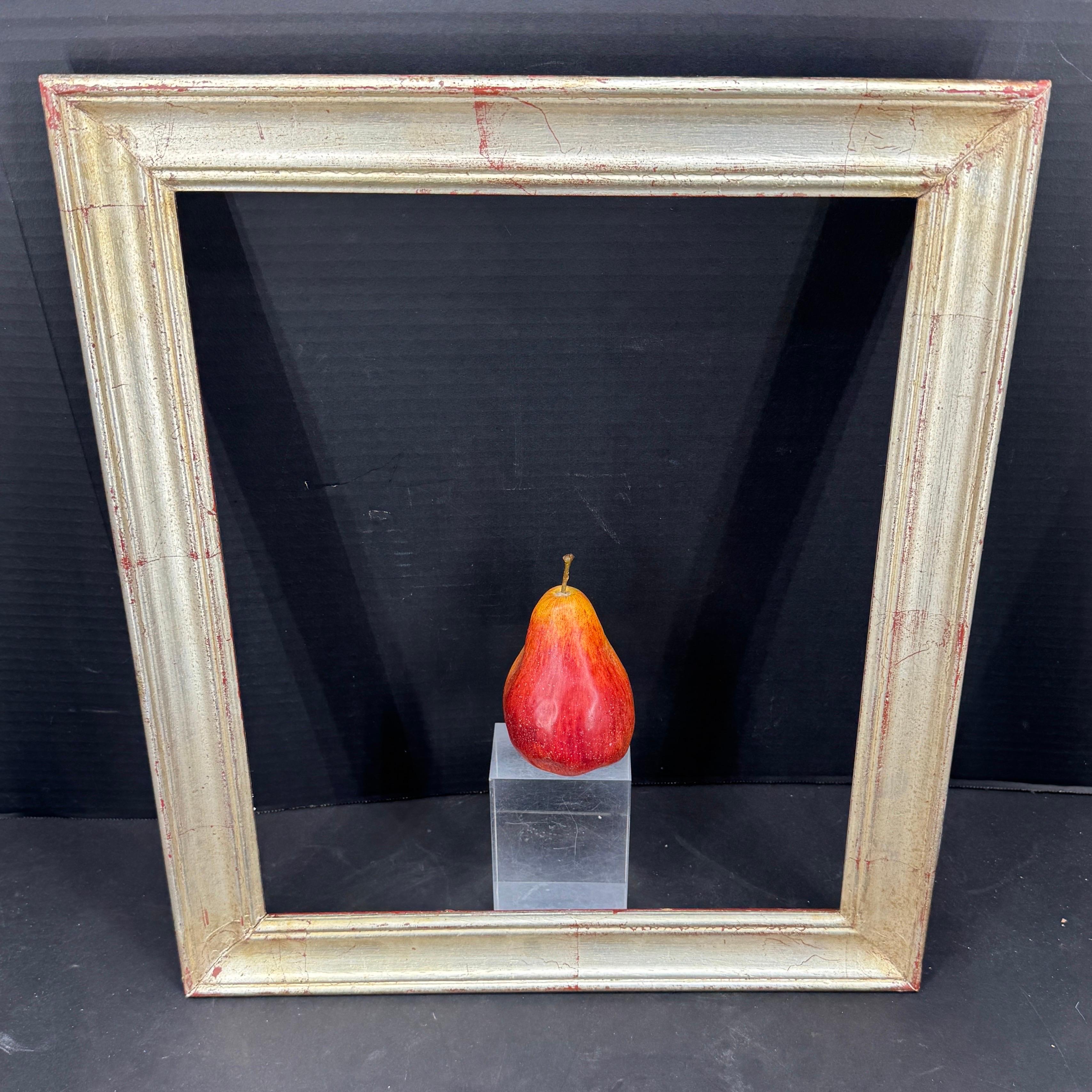 Empire European Rectangular Silver Leaf Gilt Wood Art Frame For Sale
