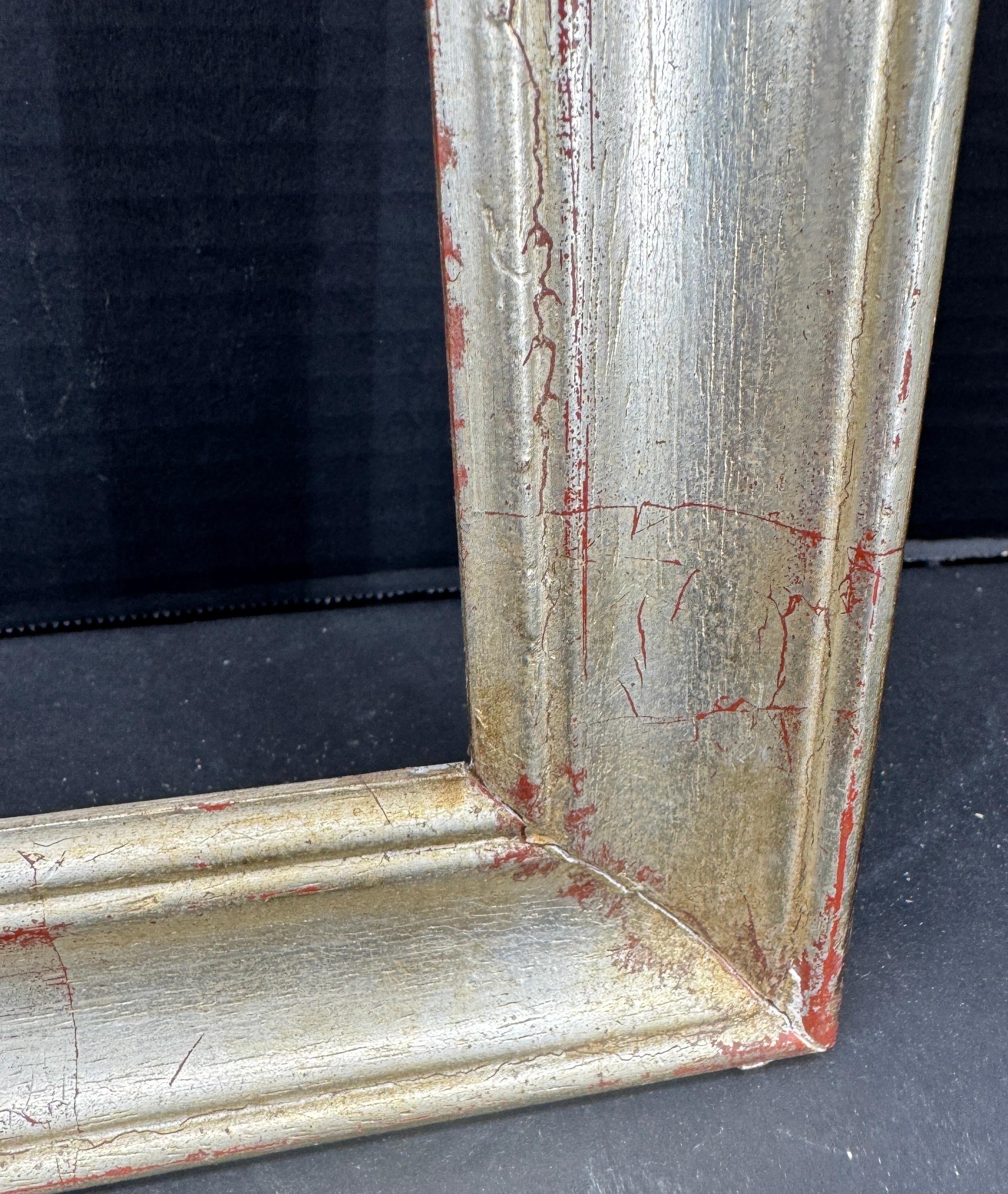 20th Century European Rectangular Silver Leaf Gilt Wood Art Frame For Sale
