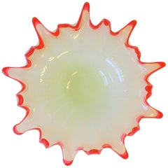 Red and White Opaline Art Glass Bowl
