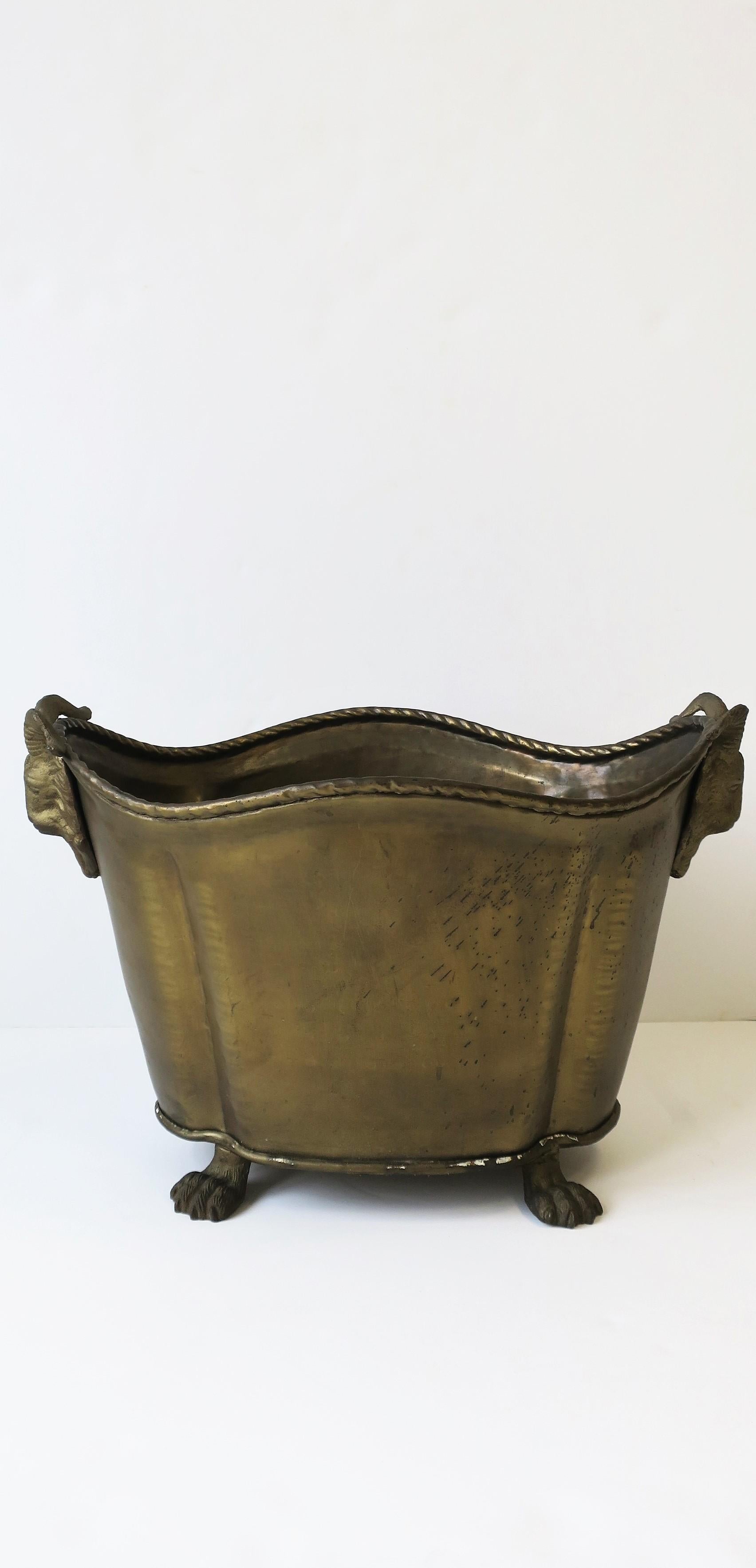 European Gilt Brass Firewood Log Holder Regency Style 4