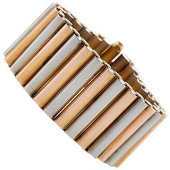 Vintage Bi-Color Gold Cylinder Bracelet 