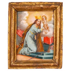 European Reverse Painted Picture of Baby Christ