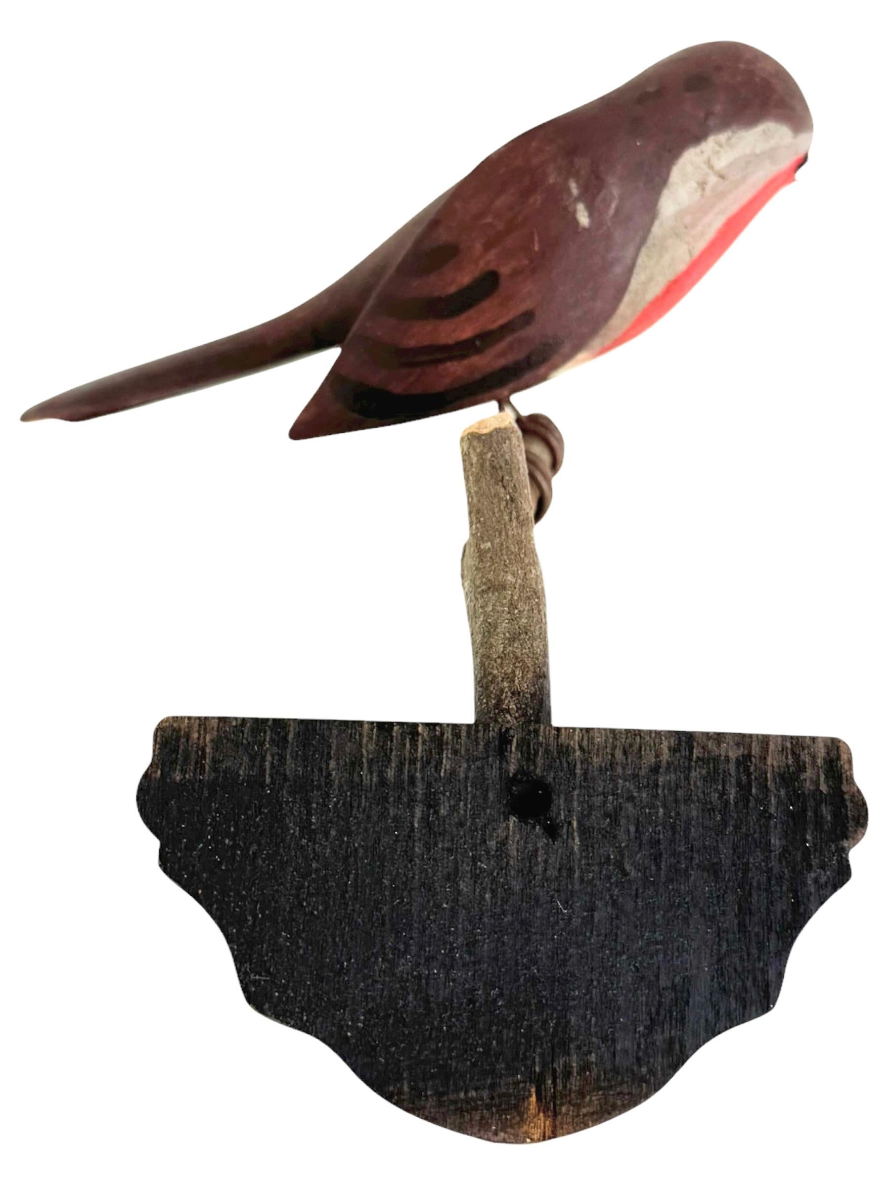 Europäischer Robin Vichtauer Geschnitzter Holzvogel, Schwarzwälder Volkskunst, Österreich, 1910er Jahre 5