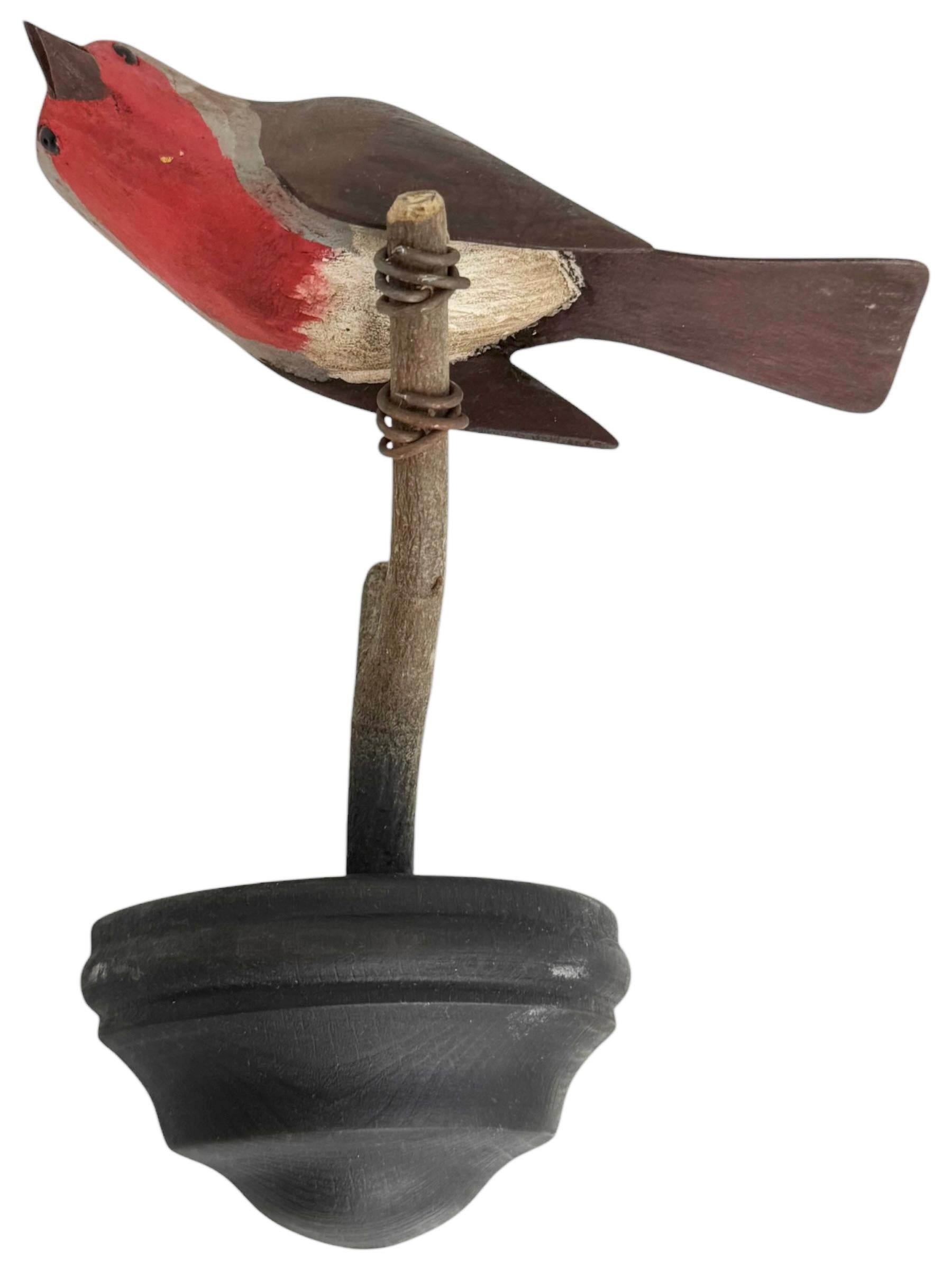 Europäischer Robin Vichtauer Geschnitzter Holzvogel, Schwarzwälder Volkskunst, Österreich, 1910er Jahre 6